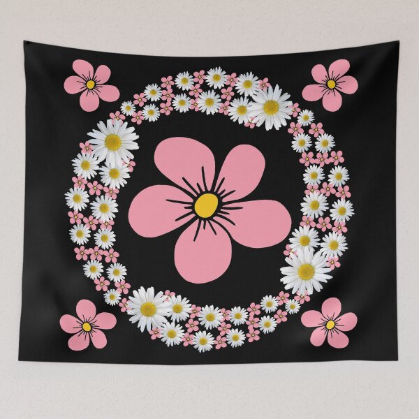 Item preview, white daisy blossom pink floral flower tendril daisy designed and sold by rhnaturestyles.