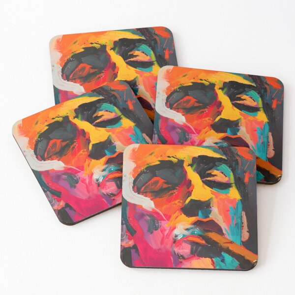 Item preview, Dynamic Expressionism- Vibrant Portrait of a Cigar Aficionado in Abstract Vivacity designed and sold by OlfactoART Studio.