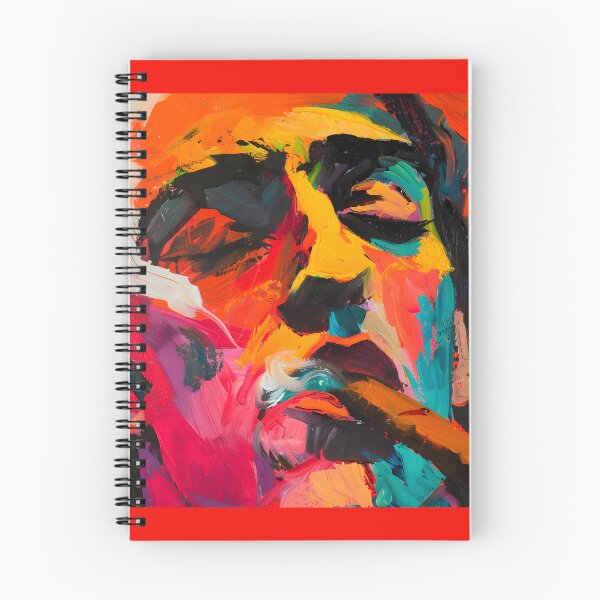 Item preview, Dynamic Expressionism- Vibrant Portrait of a Cigar Aficionado in Abstract Vivacity designed and sold by OlfactoART Studio.