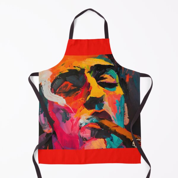 Item preview, Dynamic Expressionism- Vibrant Portrait of a Cigar Aficionado in Abstract Vivacity designed and sold by OlfactoART Studio.