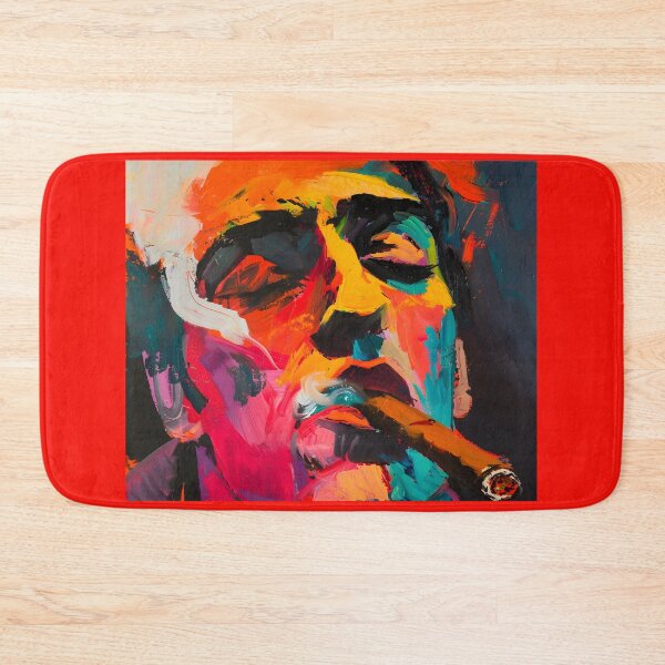 Item preview, Dynamic Expressionism- Vibrant Portrait of a Cigar Aficionado in Abstract Vivacity designed and sold by OlfactoART Studio.