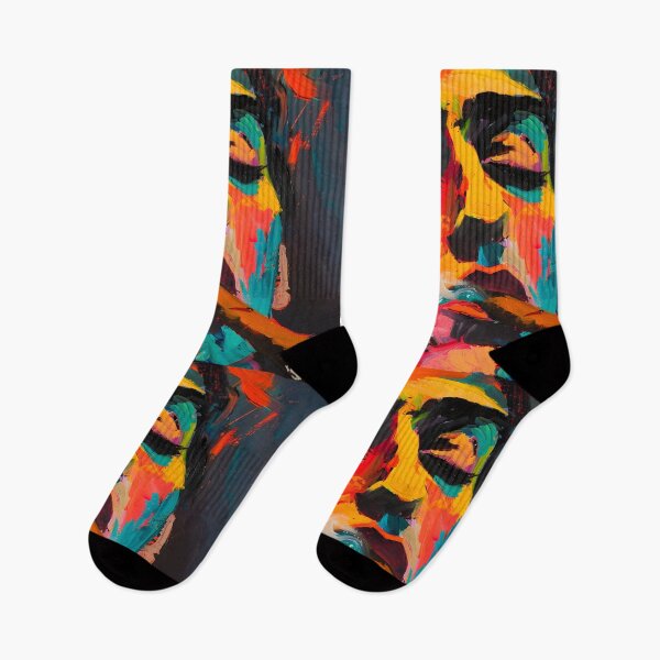Item preview, Dynamic Expressionism- Vibrant Portrait of a Cigar Aficionado in Abstract Vivacity designed and sold by OlfactoART Studio.