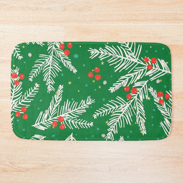 Item preview, Christmas Snowy Branches, Red Berries Pattern On Green  designed and sold by DEC02.