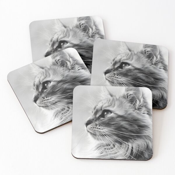 Item preview, Black and white cat pencil drawing designed and sold by Pencil-Art.