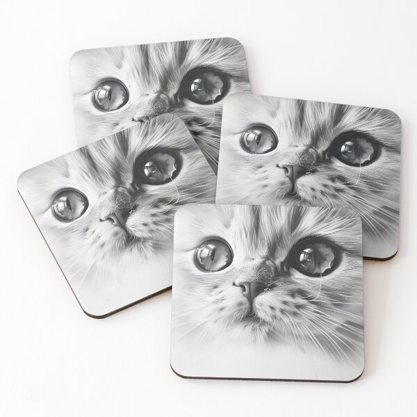 Item preview, Black and white cat pencil drawing designed and sold by Pencil-Art.