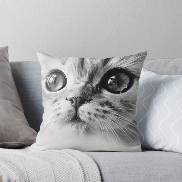 Artikelvorschau, Schwarz-weiße Katze-Bleistiftzeichnung entworfen und verkauft von Pencil-Art.