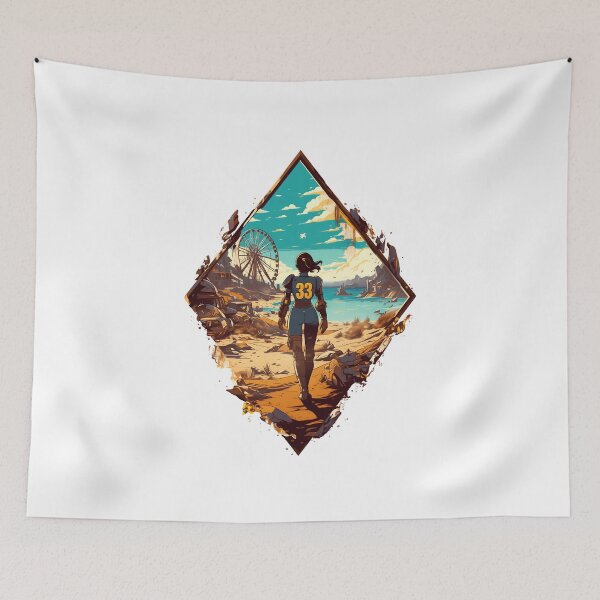 Item preview, A Lone Dweller in a Dystopian Landscape - Diamond Frame - Post Apocalyptic designed and sold by Fenay Designs.