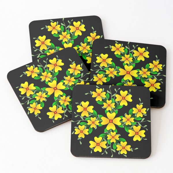 Item preview, yellow blooming flower flower tendril flower meadow floral pattern flowery designed and sold by rhnaturestyles.