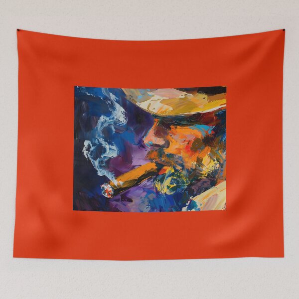Item preview, Dynamic Delight- Bearded Man Savoring a Vibrant Cigar Experience and Masculine Allure designed and sold by OlfactoART Studio.
