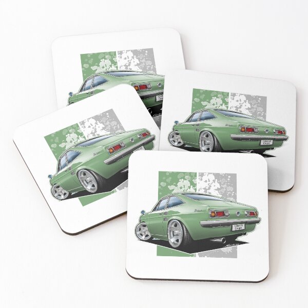 Item preview, Tooned Datsun Sunny B110 Coupé (Datsun 1200 GX Coupé) Green designed and sold by Petrolhead T-Shirts and Art.