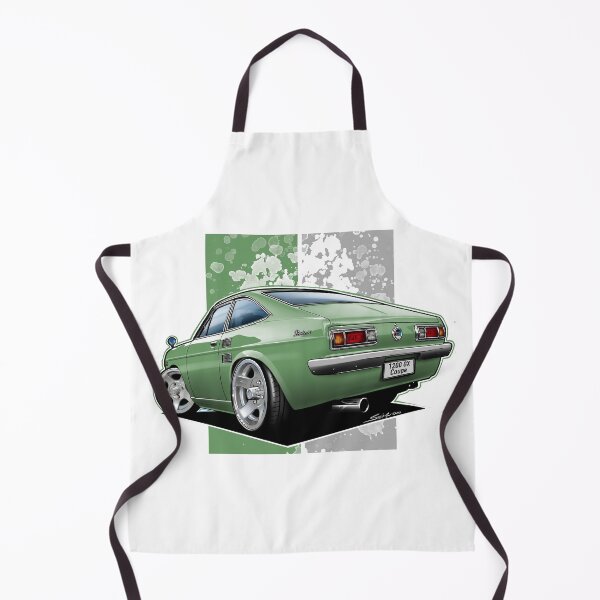Artikelvorschau, Tooned Datsun Sunny B110 Coupé (Datsun 1200 GX Coupé) Grün entworfen und verkauft von Petrolhead T-Shirts and Art.