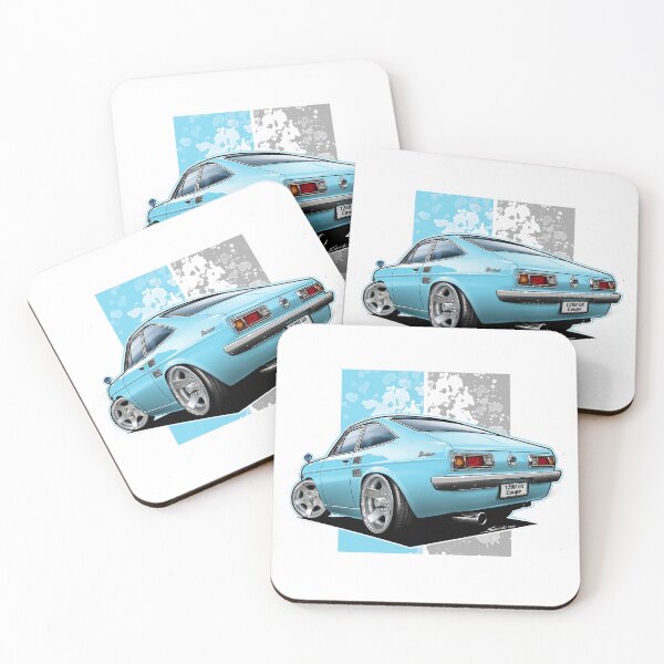 Item preview, Tooned Datsun Sunny B110 Coupé (Datsun 1200 GX Coupé) Light Blue designed and sold by Petrolhead T-Shirts and Art.
