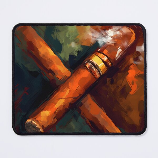 Item preview, Dynamic Duo- Vibrant Cigars Amid Expressive Brushstrokes and Glowing Embers designed and sold by OlfactoART Studio.