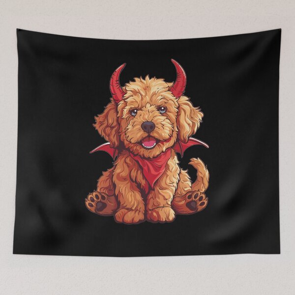 Item preview, Cute Halloween GoldenDoodle Devil designed and sold by RetroPrints.