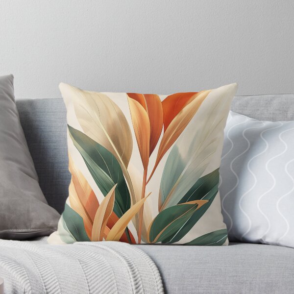 Aperçu de l'œuvre Décoration murale feuilles bohème, orange et vert créée et vendue par DigitEssentials.