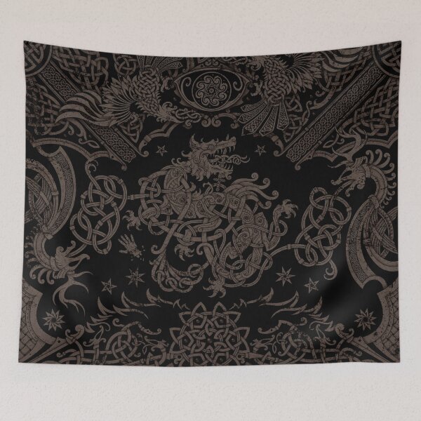Item preview, Fenrir the Norse Wolf - Viking Art, Black Grey and Grit designed and sold by Abysm Internal.