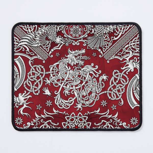 Item preview, Fenrir the Norse Wolf - Viking Art, White and Red designed and sold by Abysm Internal.