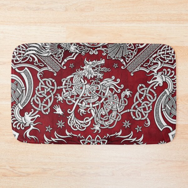 Item preview, Fenrir the Norse Wolf - Viking Art, White and Red designed and sold by Abysm Internal.