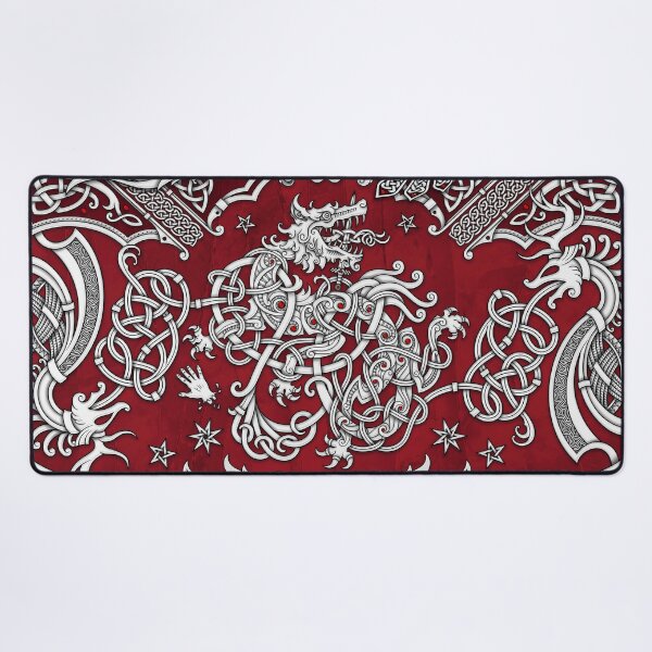 Item preview, Fenrir the Norse Wolf - Viking Art, White and Red designed and sold by Abysm Internal.
