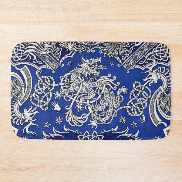 Item preview, Fenrir the Norse Wolf - Viking Art, White and Blue designed and sold by Abysm Internal.