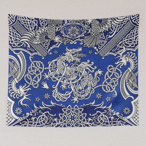 Item preview, Fenrir the Norse Wolf - Viking Art, White and Blue designed and sold by Abysm Internal.
