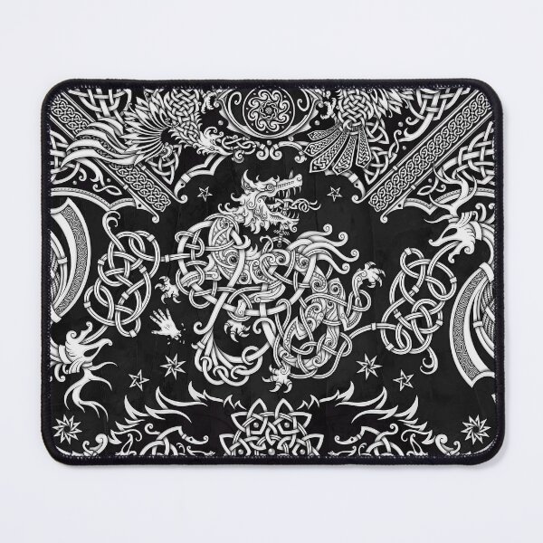 Item preview, Fenrir the Norse Wolf - Viking Art, White and Black designed and sold by Abysm Internal.