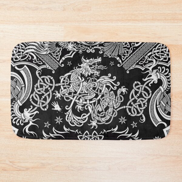 Item preview, Fenrir the Norse Wolf - Viking Art, White and Black designed and sold by Abysm Internal.