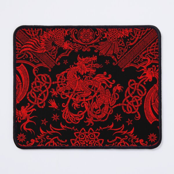 Item preview, Fenrir the Norse Wolf - Viking Art, Red and Black designed and sold by Abysm Internal.