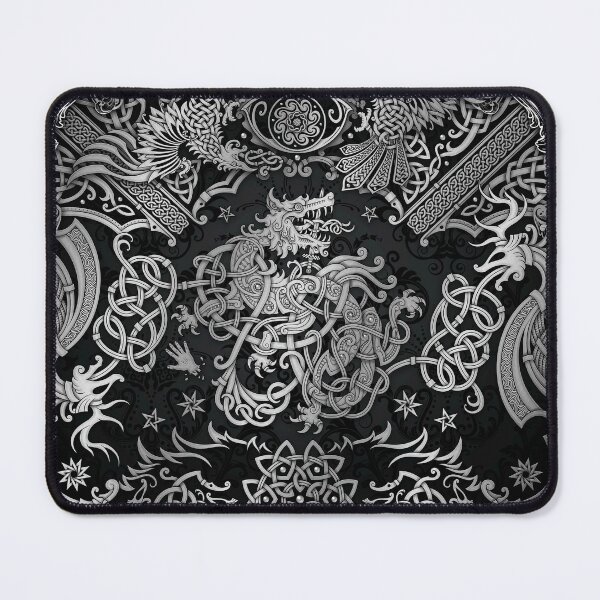 Item preview, Fenrir the Norse Wolf - Viking Art, Dark and Silver designed and sold by Abysm Internal.