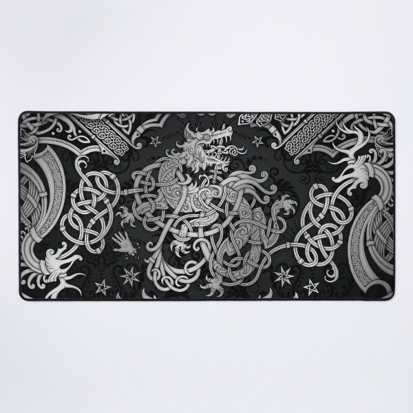 Item preview, Fenrir the Norse Wolf - Viking Art, Dark and Silver designed and sold by Abysm Internal.