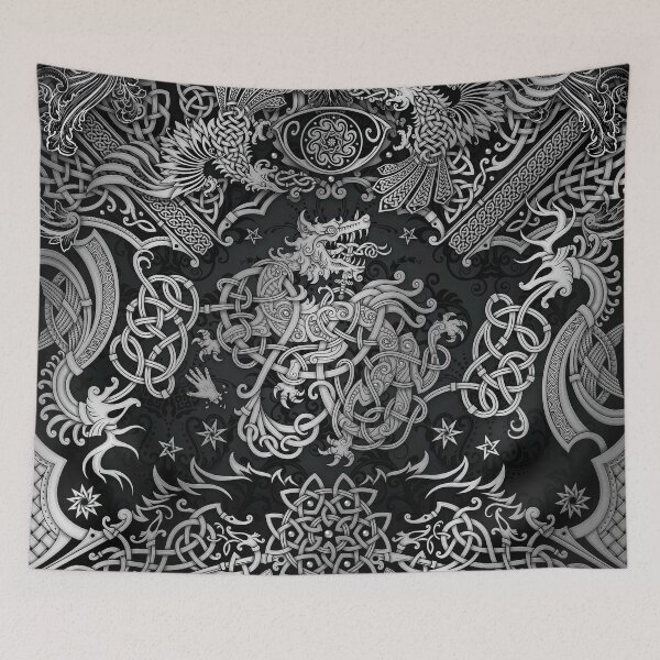 Item preview, Fenrir the Norse Wolf - Viking Art, Dark and Silver designed and sold by Abysm Internal.