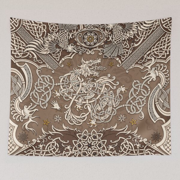 Item preview, Fenrir the Norse Wolf - Viking Art, Cream designed and sold by Abysm Internal.
