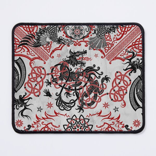 Item preview, Fenrir the Norse Wolf - Viking Art, Black Red White designed and sold by Abysm Internal.