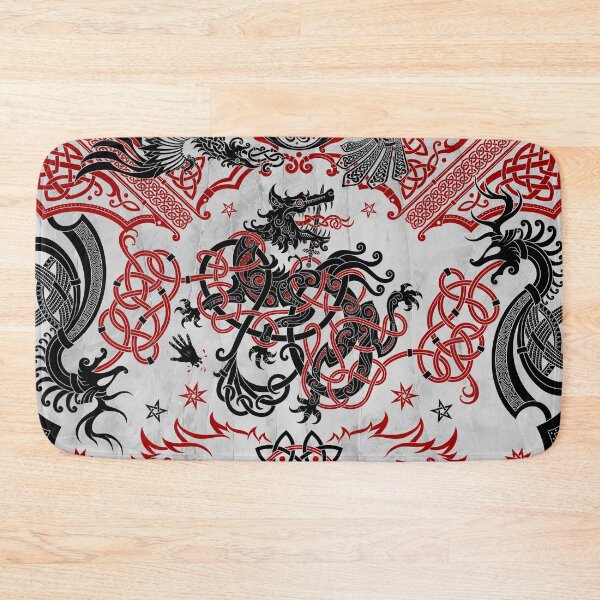 Item preview, Fenrir the Norse Wolf - Viking Art, Black Red White designed and sold by Abysm Internal.