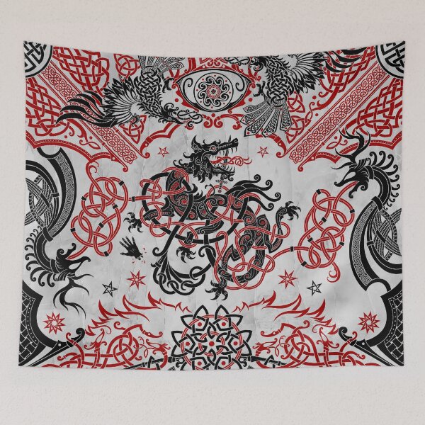 Item preview, Fenrir the Norse Wolf - Viking Art, Black Red White designed and sold by Abysm Internal.