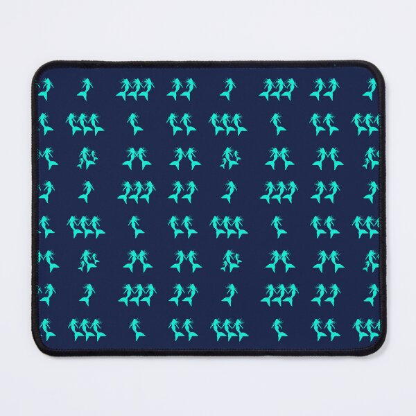 Item preview, Mermaid Pattern Turquoise Silhouettes on Dark Blue Background designed and sold by Beachy.
