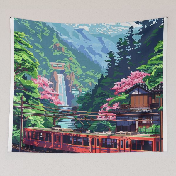 Item preview, Mount Fuji Train Ride Pixel Art  designed and sold by SaintCurio.