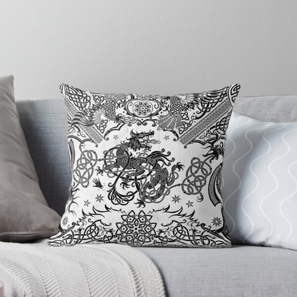 Item preview, Fenrir the Norse Wolf - Viking Art, Black White designed and sold by Abysm Internal.