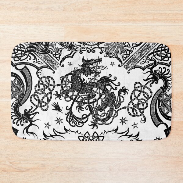 Item preview, Fenrir the Norse Wolf - Viking Art, Black White designed and sold by Abysm Internal.