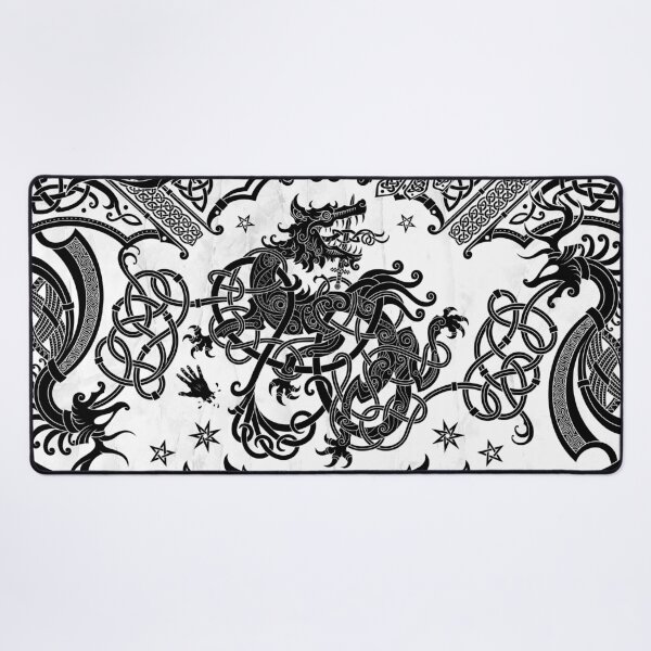 Item preview, Fenrir the Norse Wolf - Viking Art, Black White designed and sold by Abysm Internal.
