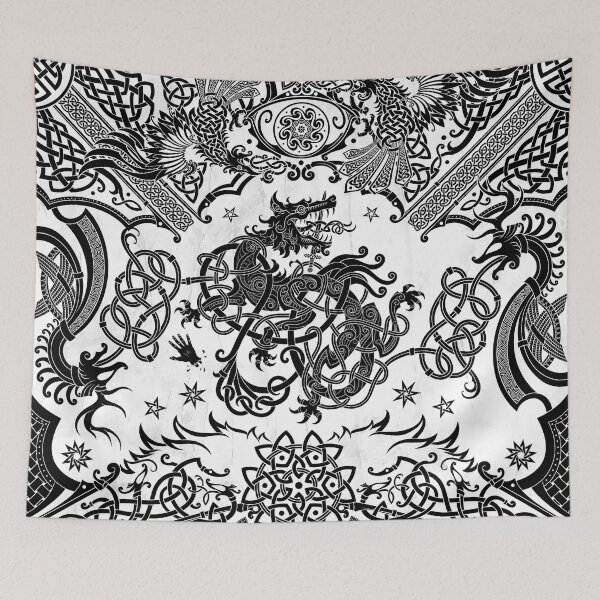 Item preview, Fenrir the Norse Wolf - Viking Art, Black White designed and sold by Abysm Internal.