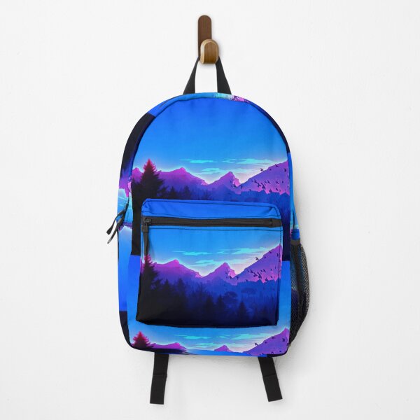 Item preview, Bird Flight Mountain Forest Pink Blue Sunset Minimalist Art designed and sold by reycaribe.
