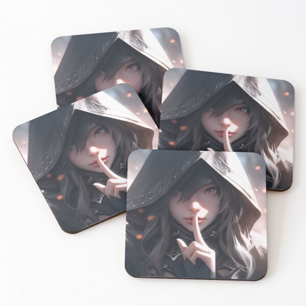 Item preview, Dark Mysterious Hooded Shh Whisper Anime Girl designed and sold by bubblegoth.