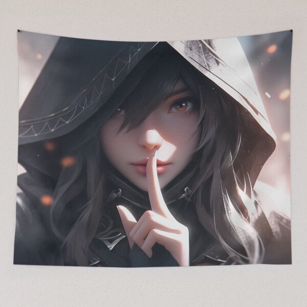 Item preview, Dark Mysterious Hooded Shh Whisper Anime Girl designed and sold by bubblegoth.