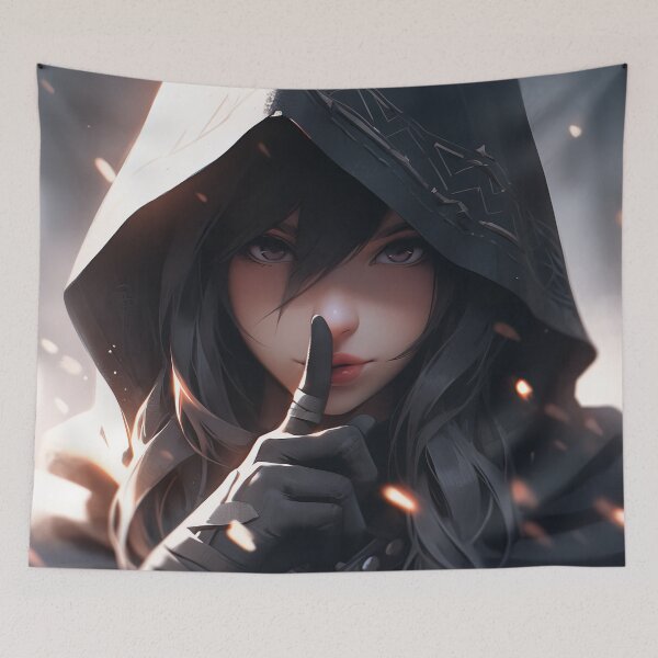 Item preview, Dark Mysterious Hodded Stealth Silence Anime Girl designed and sold by bubblegoth.