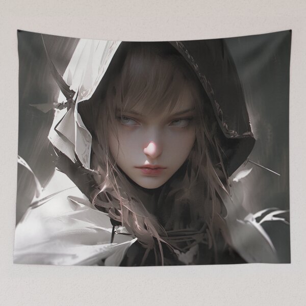 Item preview, Hooded Stealth Dark Fantasy Anime Girl designed and sold by bubblegoth.