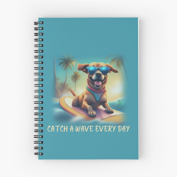 Item preview, Catch a wave every day, Surfing dog, Surfhund, dog on a surfboard, designed and sold by GOLDENGARDENART.