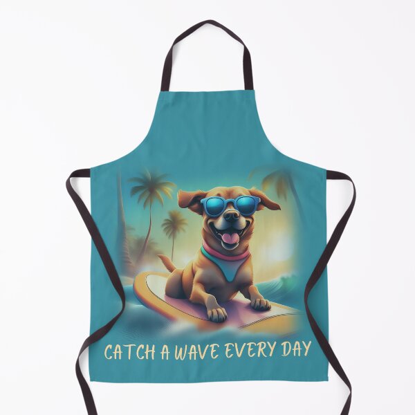 Item preview, Catch a wave every day, Surfing dog, Surfhund, dog on a surfboard, designed and sold by GOLDENGARDENART.