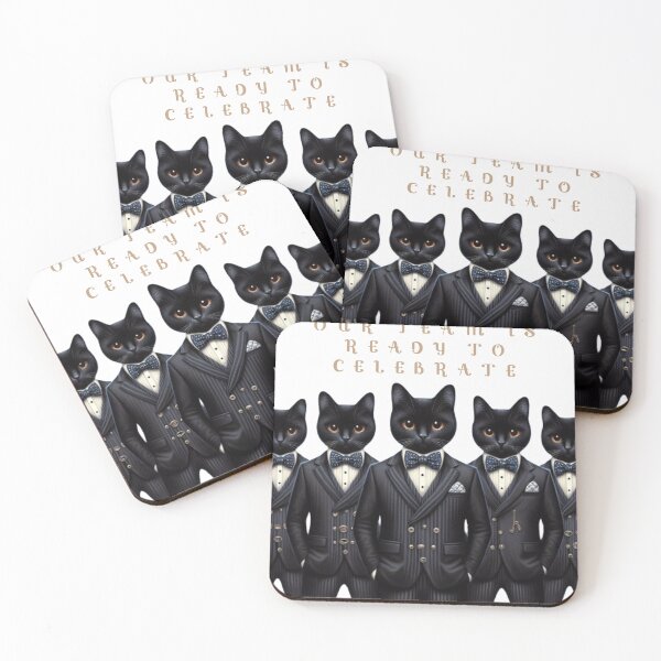 Item preview, Black cats in suit. designed and sold by storefunnypets.