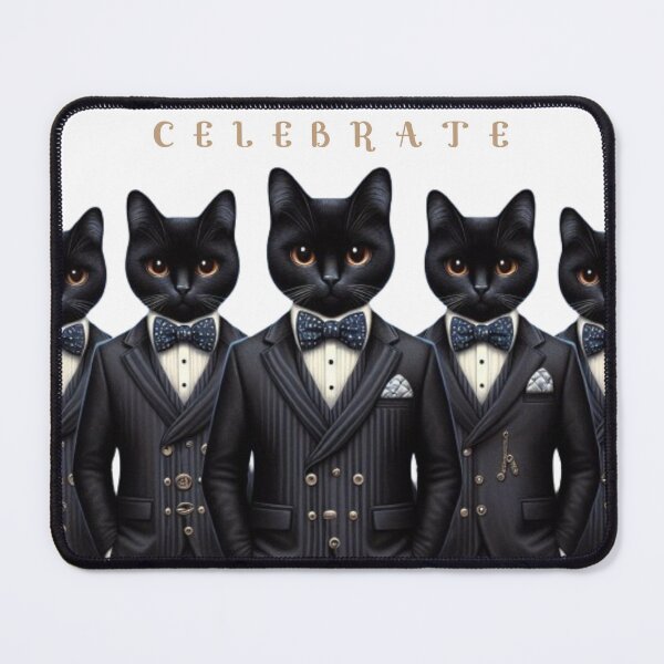 Item preview, Black cats in suit. designed and sold by storefunnypets.
